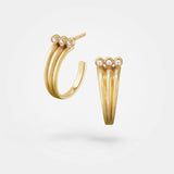 Triple-hoops – Cool 18k gold earrings with white diamonds - 3 simple hoops merging into one – Skylar Sway collection.