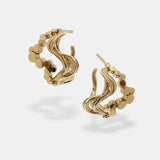 Wavy øreringe i guld - Unikt smykkedesign med snoet organiske bølger og flade bobler - Livva