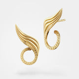 Climber ørering i guld - Organiske elegante blade med fine cool 'diamant'-nitter - By Livva