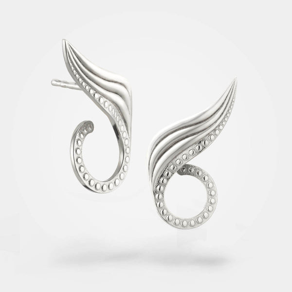 Ear climber – 2 cool leaf earrings in sterling silver, climbing up and behind the earlobe – Olivia O’Nello collection.