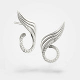 Ear climbers - Organiske øreringe formet som et elegant blad med fine cool 'diamant'-nitter i sølv - By Livva
