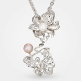 Flower pendant necklace – A statement necklace in sterling silver with 2 pearls – Alva Florali collection
