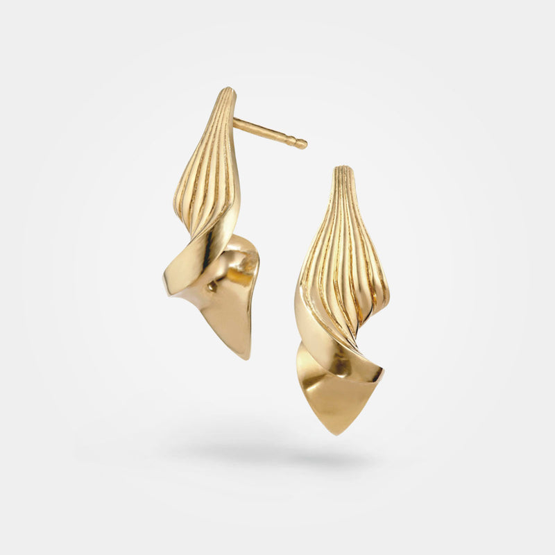 Twisted earrings - A luxurious organic design in a sculptural twist of grooved lines - Grace York collection.