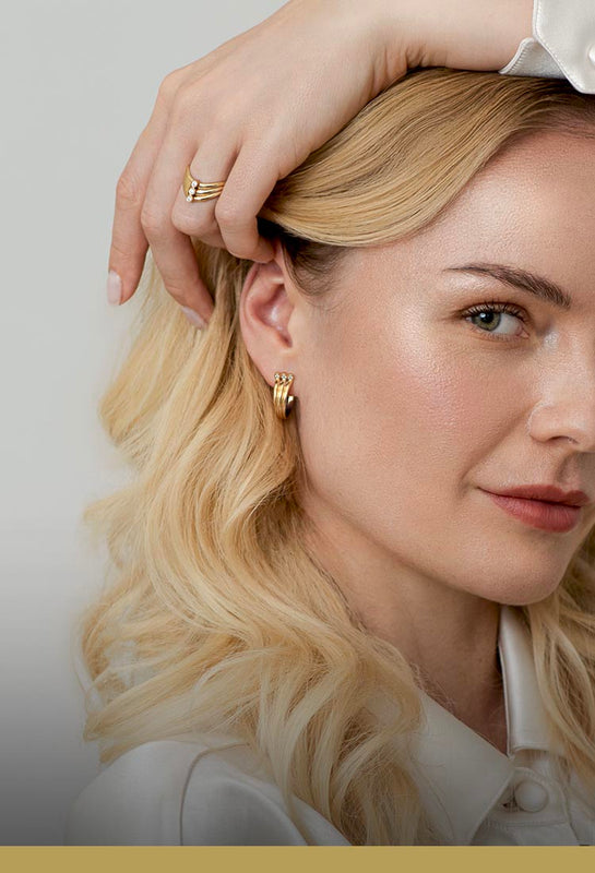 V ring og triple hoops - Tidløs dansk smykkedesign i 18k guld med  diamanter - Livva